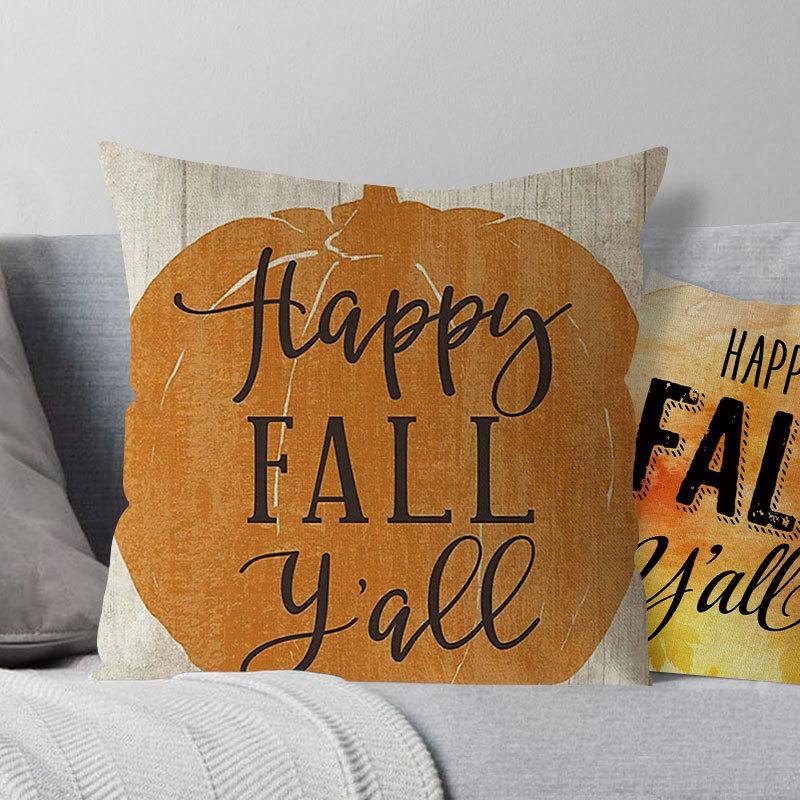 Autumn Harvest Thanksgiving Linen Happy Fall Pillow Case North American Festival Pillow Gift
