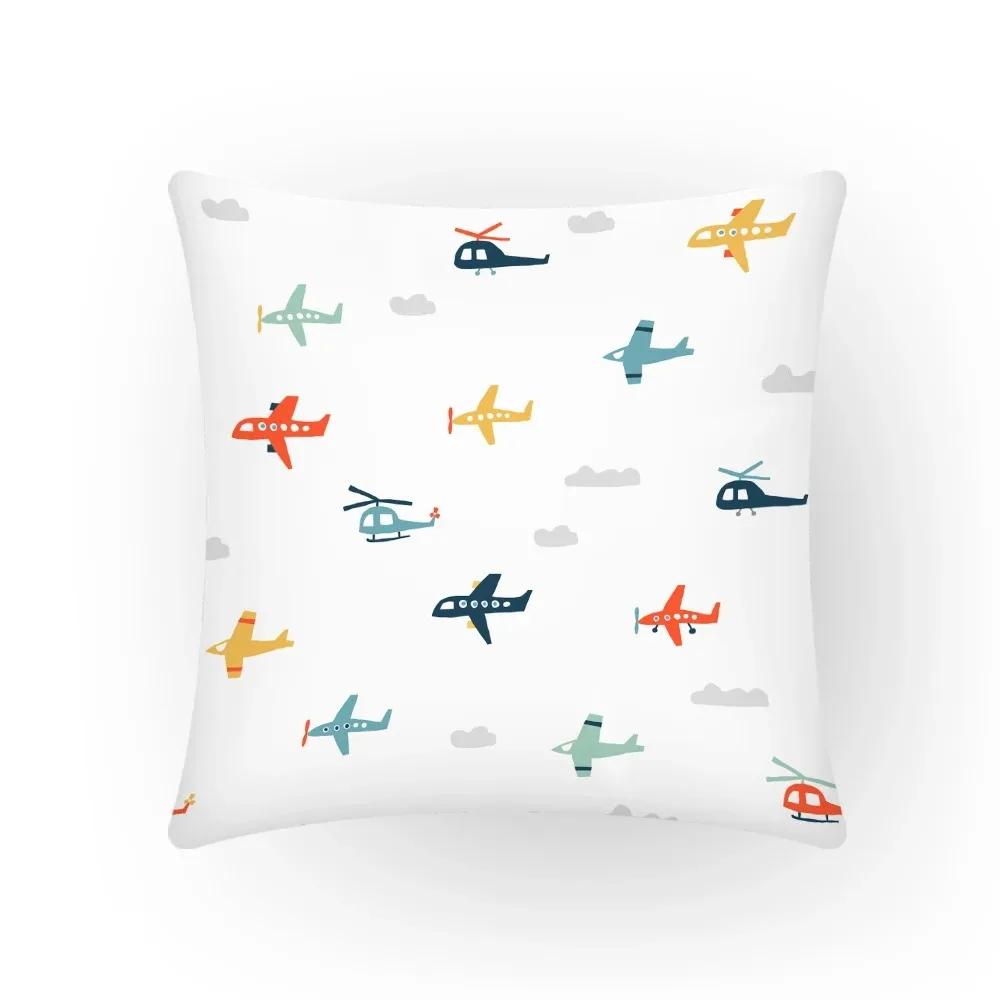 Bunter Innenraum Cartoon Flugzeug Druck Kunst Kissenbezug Heimdekoration Sofakissen Kissenbezug