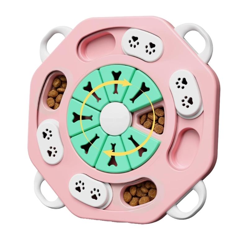 

Interactively Dog Puzzle Toy Treat Dispensing Slow Feeders with Nonslip Base Dog Mental Stimulation Toy Pet Supply 1