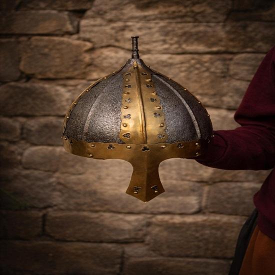Medieval Viking Helmet Replica Handcrafted Steel Brass Decor Collectible Historical Warrior Display Gift Prop