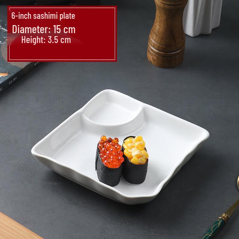 6-inch Ceramic Dumpling Plate with Sauce Compartment