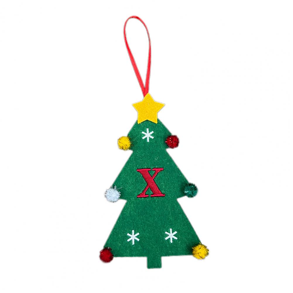 Christmas Tree Pendant Ornament with Lanyard 26 Letter Design Felt Fabric Holiday Xmas Tree Hanging Decoration