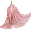 Women Simple Solid Color Lace Splice Long Scarf Shawl