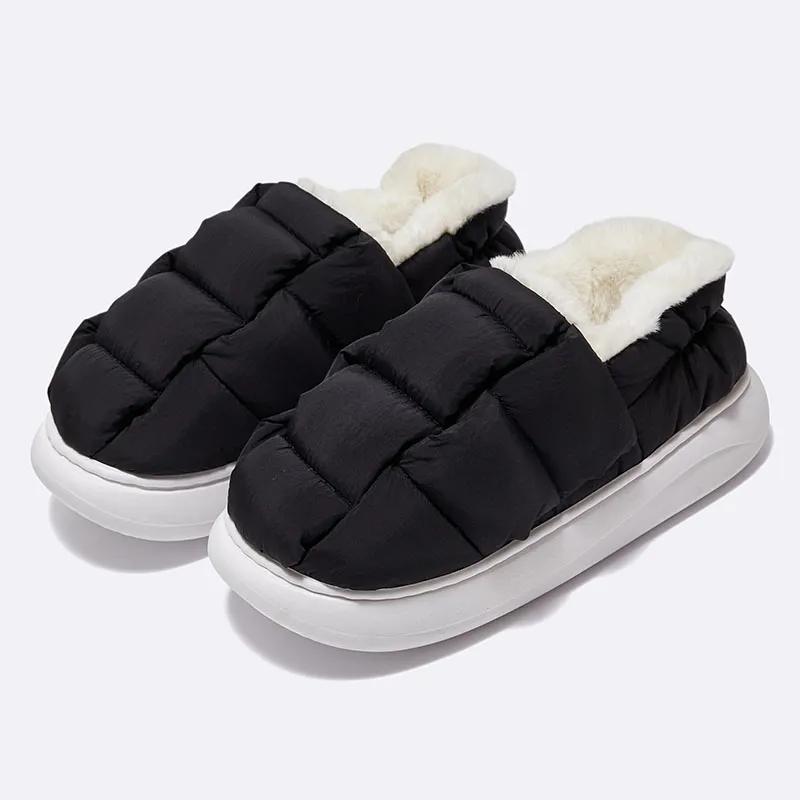 Fashion Crestar Plush Fur Slippers For Women Men Winter Fluffy Thick Bottom Cotton Slippers Indoor Cozy Warm Non-slip Furry Home Shoes