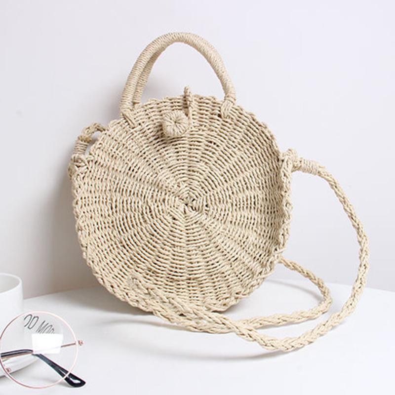 Летняя женская соломенная сумка в богемном стиле, большая вместительная сумка на плечо, модная сумка, плетенная вязаная сумка-тоут 20*10*20cm бежевый