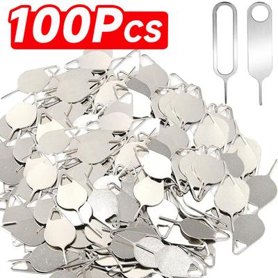 100/10Pcs Sim Card Tray Removal Eject Pin Key Tool Metal Eject Sim Card For IPhone 17 16 15Pro Max IPad Samsung Phone Sim Cards