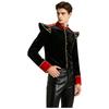 Stand Collar Long Sleeve Velvet Jacket with Gold Trim and Shoulder Boards for Men Circus Ringmaster Halloween Carnival Costume