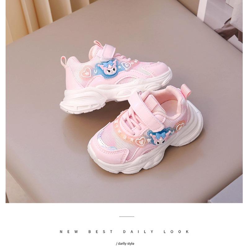 Spring and Autumn Princess Shoes Girls Super Soft Sneakers Children's Mesh Shoes Foreign Style Lighting Soft Sole Running Shoes Trendy
