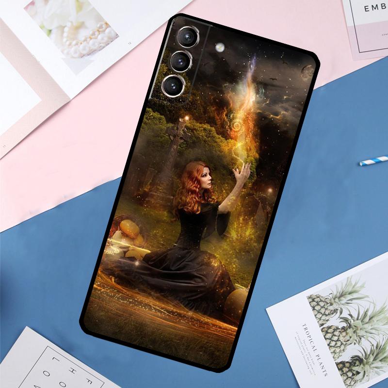 Halloween Moon Witch Horror Case For Samsung Galaxy S25 Ultra S21 S22 S23 S24 Ultra S9 S10 Plus S20 FE S25 FE Back Cover