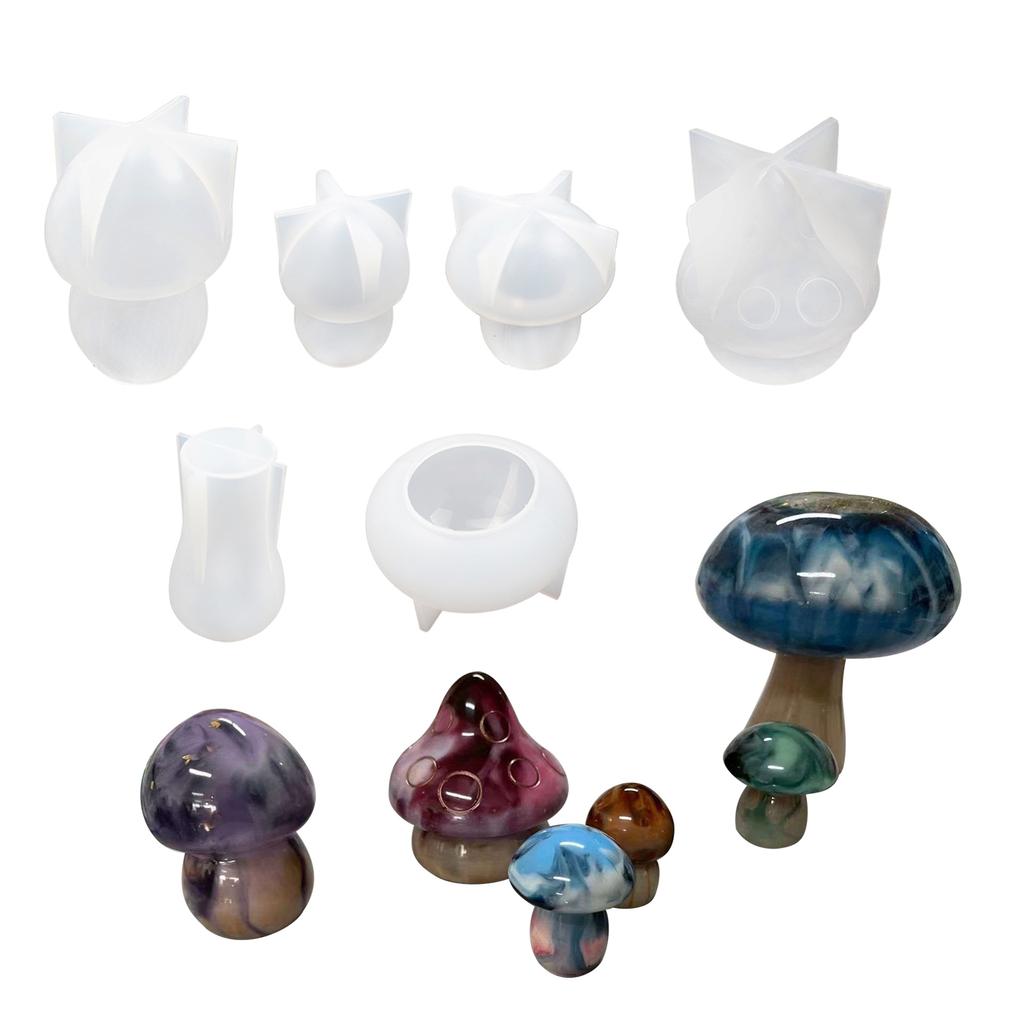 6 Pcs Mushroom Ornament Crafts Silicone Molds Epoxy Jewelry Mold Resin Casting Pendant Mold Suitable for Diy Crafts