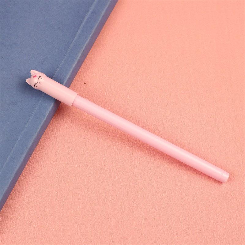 Custom Engraved Cartoon Cat Gel Pen - 0.5mm Black Ink, Anti-Lost Student Stationery Pen