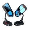Pair Carbon Fiber Racing Car Side Rearview Mirror Metal Bracket Blue Side Mirror