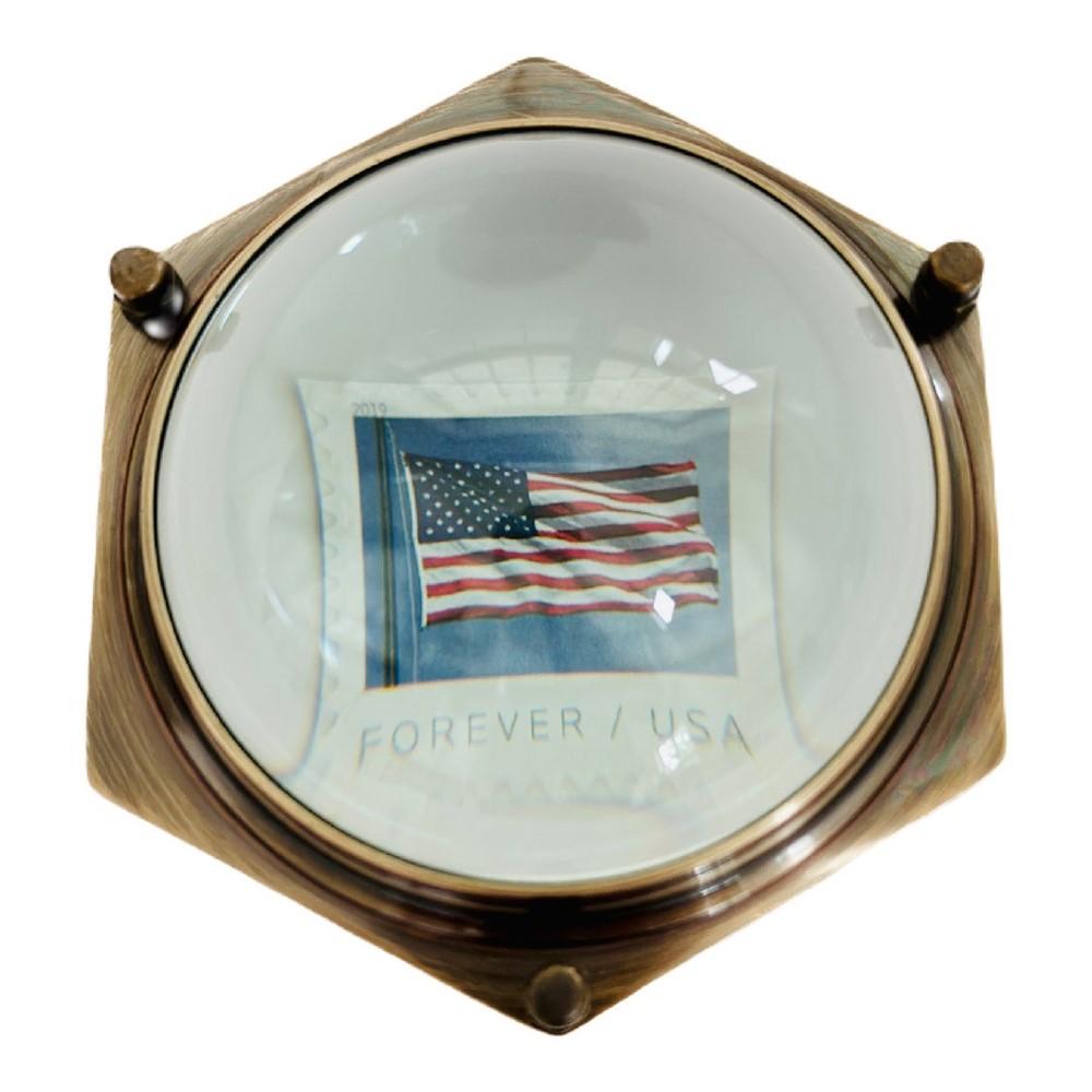 Loupe de Bureau Antique Vintage Lecteur de Carte Lentille Laiton Pliant