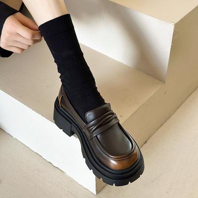 Loafers Female Spring England Style Shoes Black One Foot Stirrup Single Shoes Mary Jane Women's Shoes