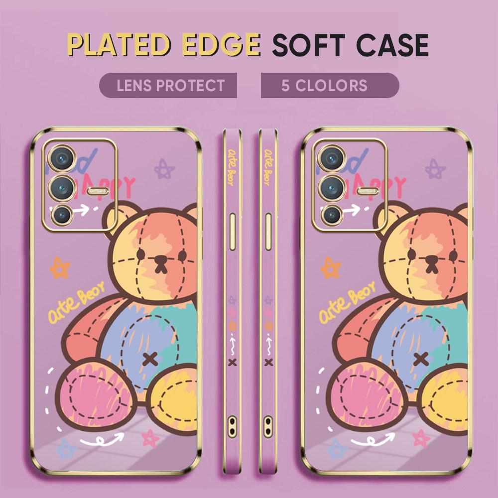 For Honor 90 70 50 X7a X9a P30 Pro P40 Lite Infinix Hot 40i 30i Vivo Y22 Y18 V30 Pro V40 Colorful Bear Design Soft Full Lens Protect Phone Casing