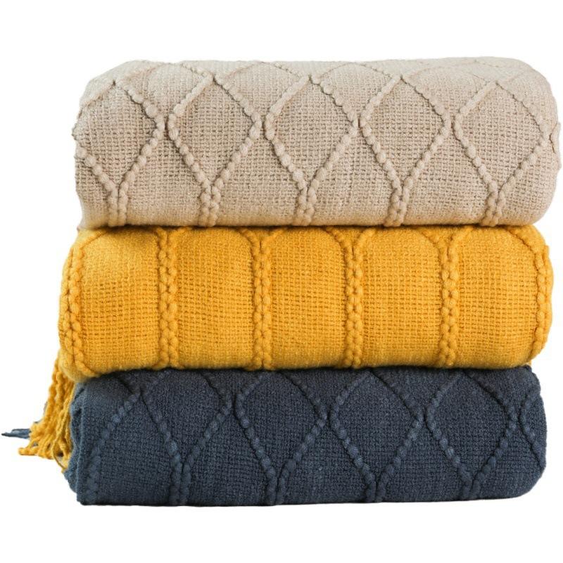 Scandinavian Woolen Throw Blanket Warm Knitted Sofa Cover Blanket Bed Tail Sofa Throw Blanket Thick Winter Office Lunch Nap Blanket