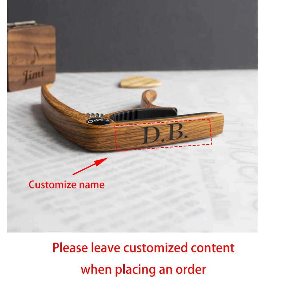 

Personalized Metal Guitar Capo with Wood Grain Birthday Party Fathers Days Gift for Guitarists Musician Wedding Bridal Shower 1pcs custom