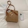 2026 New Straw Woven Tote Bag Women's Casual Beach Handbag with Leather Handle & Bow Lightweight Rattan Shoulder Crossbody Bag