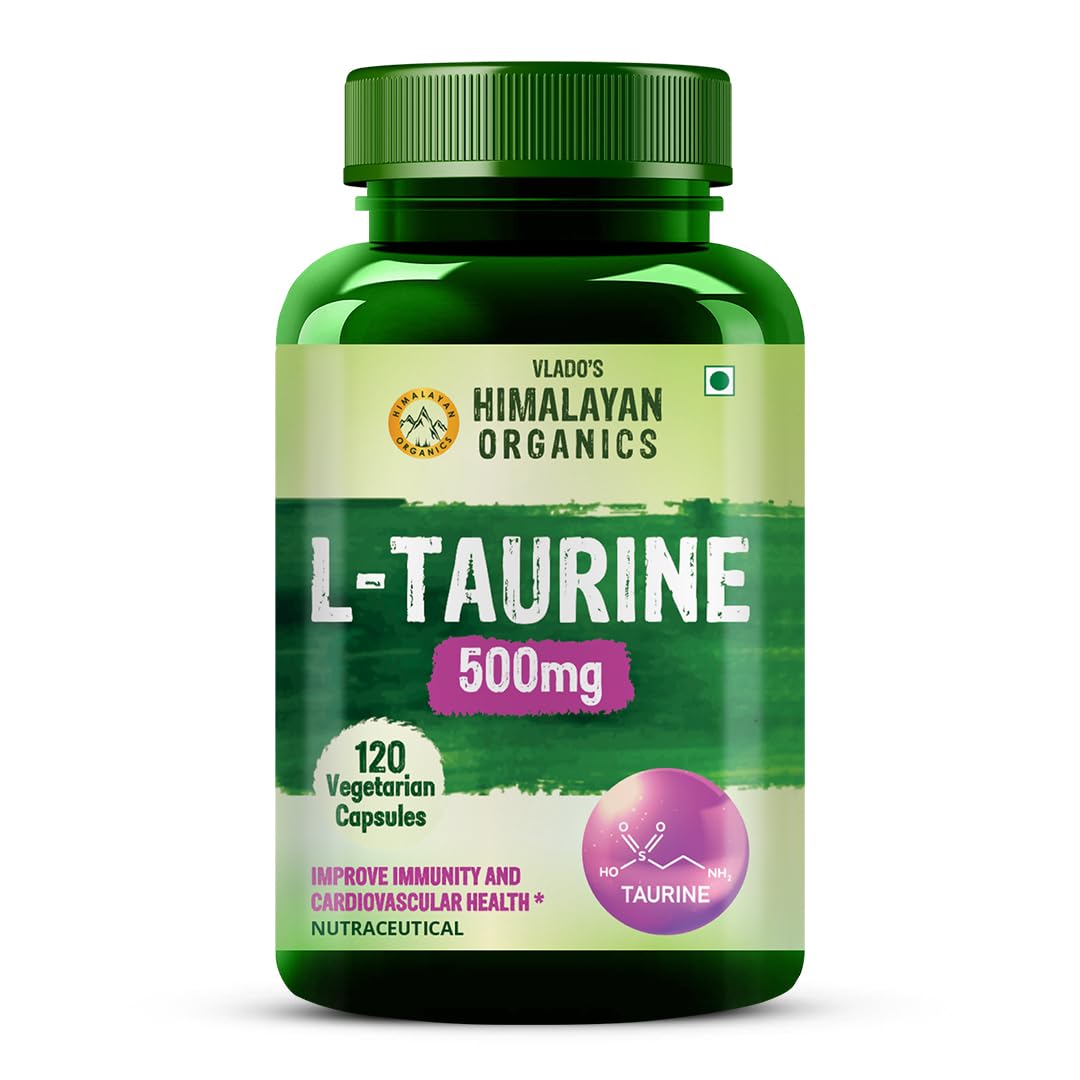 

Vlado s Himalayan Organics L-Taurine 500mg Amino Acid Supplement for Muscle Recovery & Athletic Performance 120 Veg Capsules