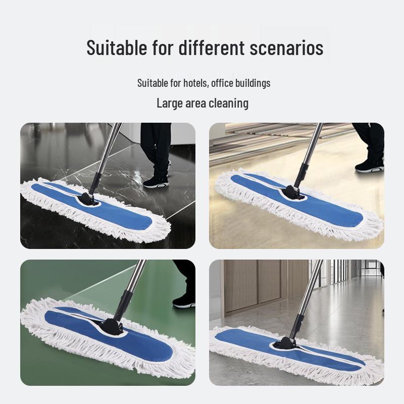 Double Section Cotton Dust Mop with Stainless Steel Pole for Industrial & Hotel Cleaning