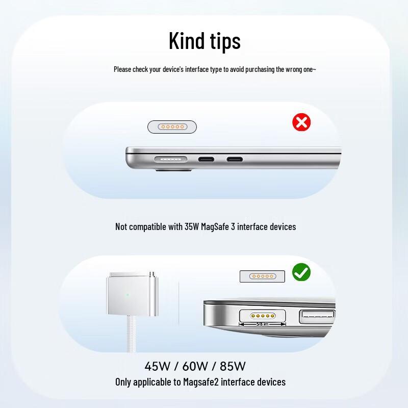 Llano 45W Magnetic T-Tip Charger for MacBook Air/Pro