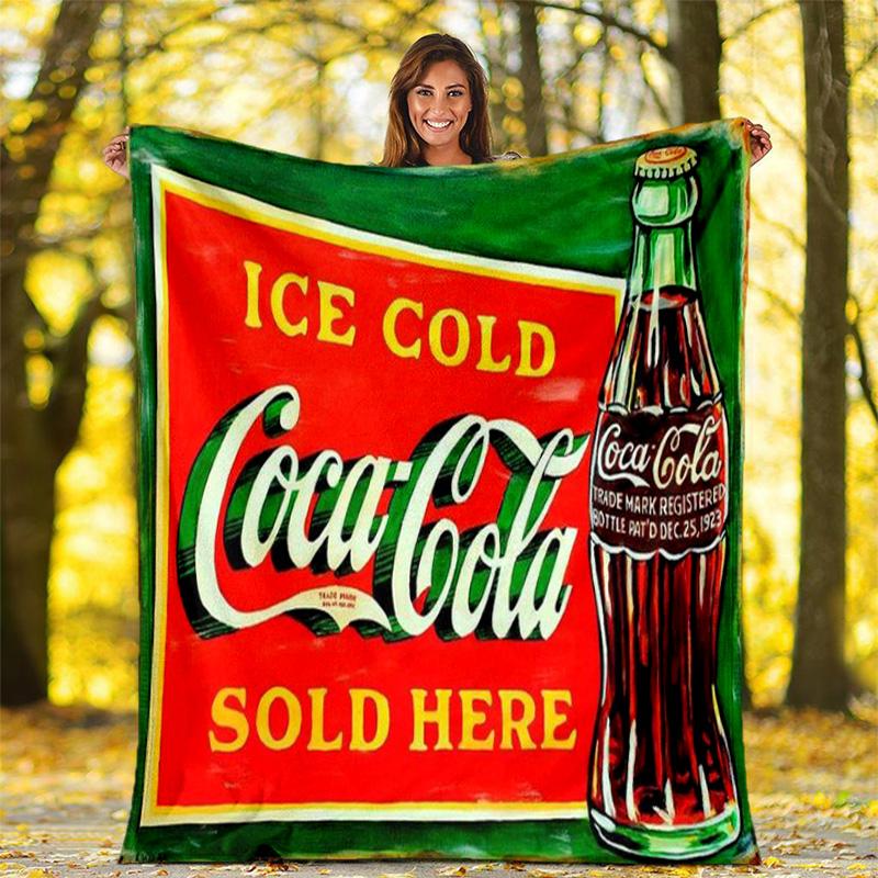 Christmas Gift Halloween Themed Cola Beverage Coca Cola Blanket Soft Home Furnishing Nap Decoration Four Seasons Warm Sherpa Blanket U7