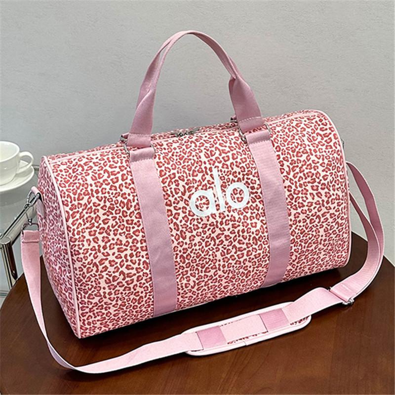 Borsa da palestra, borsa a mano, borsa da allenamento yoga, borsa da viaggio corta da donna a grande capacità con stampa leopardata, borsa da viaggio d'affari