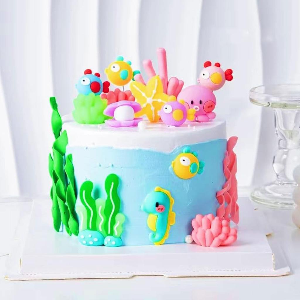 12 ks Dekorace na dort Podmořský svět Mořský topper na dort Podmořská párty potřeby Chobotnice, Mořský koník Mořský život Dekorace na dort
