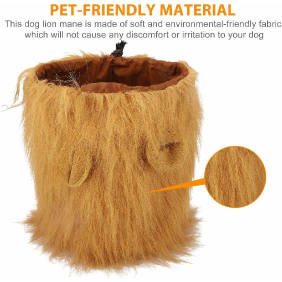 Lion Mane for Dog Costumes Realistic Funny Lion Wig for Medium Large Sized Dogs Halloween Pet Costume (Large, Light Brown)