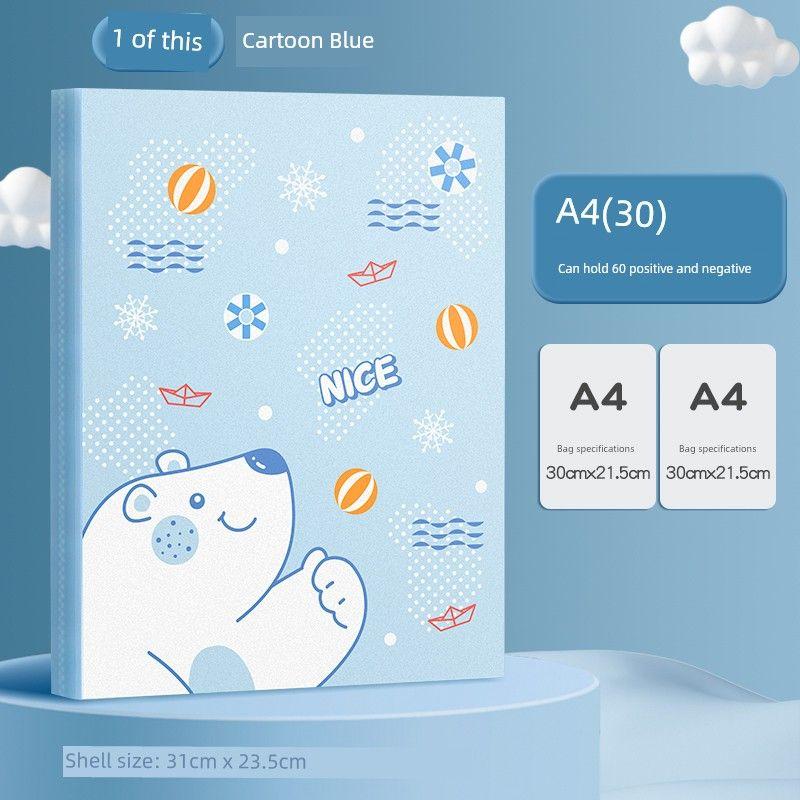 

Transparent Insert Loose-Leaf for Pupils Cute Student Sheet Music Folder Paper Learning Involution Organize Fantastic Multi-Layer Thickened Supplies [1 Book] Cartoon Blue/30 Pages