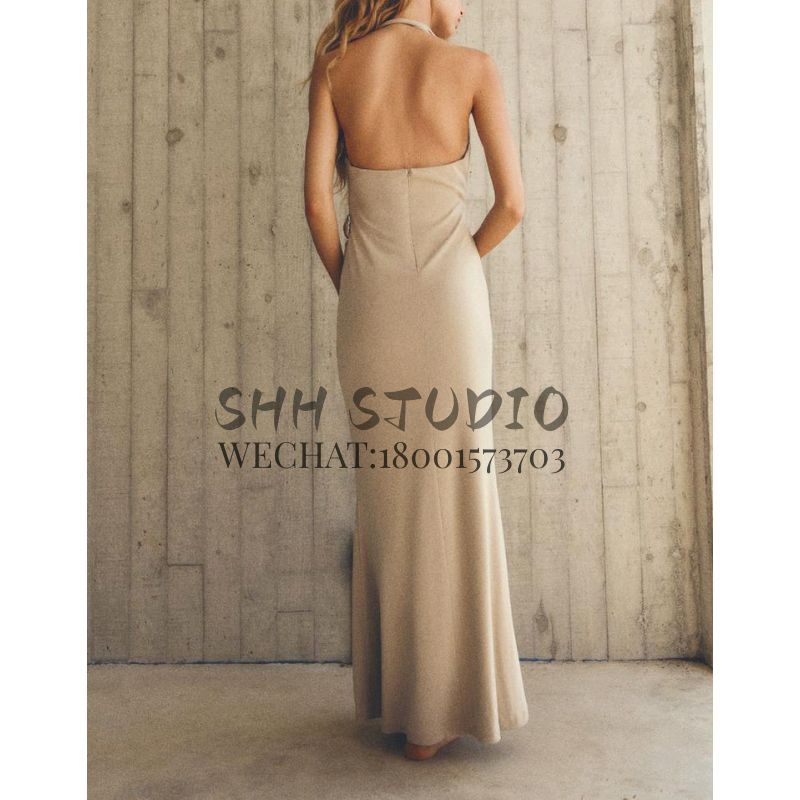 Early Autumn New Arrival Evening Long Dress Female White Shell Decoration Long Hanging Collar Dress 8338247