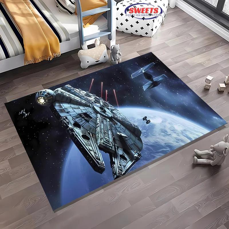 Military Battleship Theme Carpet, Battleship Spaceship Print Living Room Bedroom Mat,Modern Style Rug Battleship Lovers Gift Mat