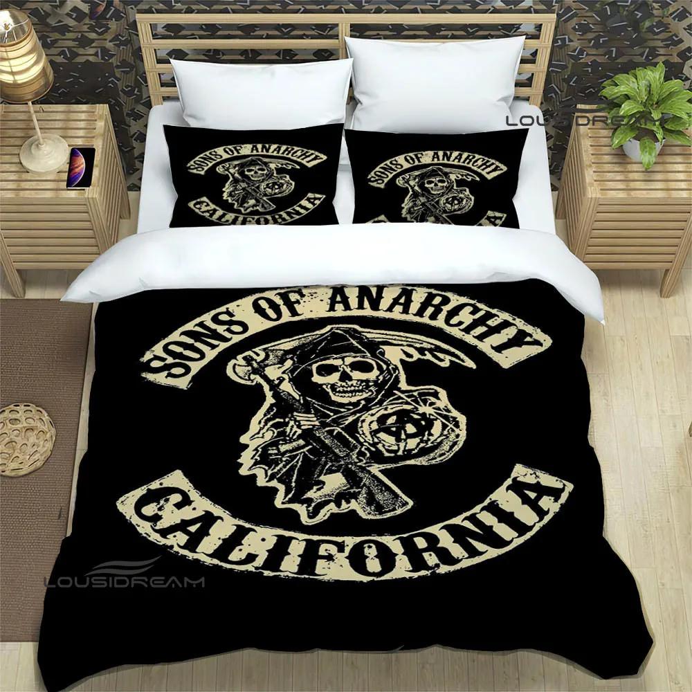 Sons of Anarchy Retro Printed Bedding Sets Exquisite Supplies Set Duvet Cover Bed Comforter Set Bedding Set Luxury Birthday Gift