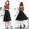 KANO SEIKA Chiffon Flared Floral Plus Loose Elastic Going Free Black Women's Skirt, Knee-Length, Print, A-Line, High-Waist, Sizes, Fit, Waist, Casual,