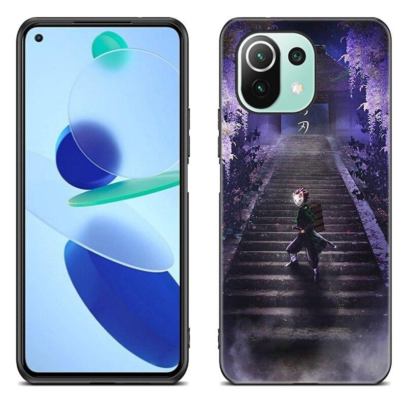 Anime Demon Slayer tanjiro Case For Xiaomi Mi 11 Lite NE 11i 10T 11T Pro A2 A3 Lite POCO F3 M3 M4 C31 X3 Pro NFC GT Black Cover