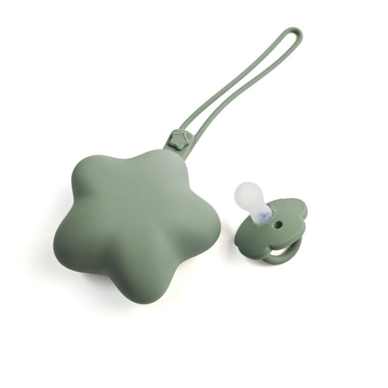 Silicone Baby Pacifier Storage Box with Hanging Rope Easy Carry for Infants Newborns Dustproof & Well Organization