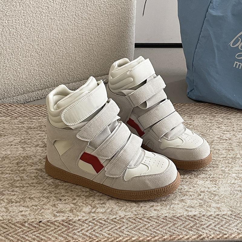 Niche Velcro High-Top Shoes Fashionable And Simple Women'S Thick Soles Inner Height Increase Small Versatile Casual Shoes