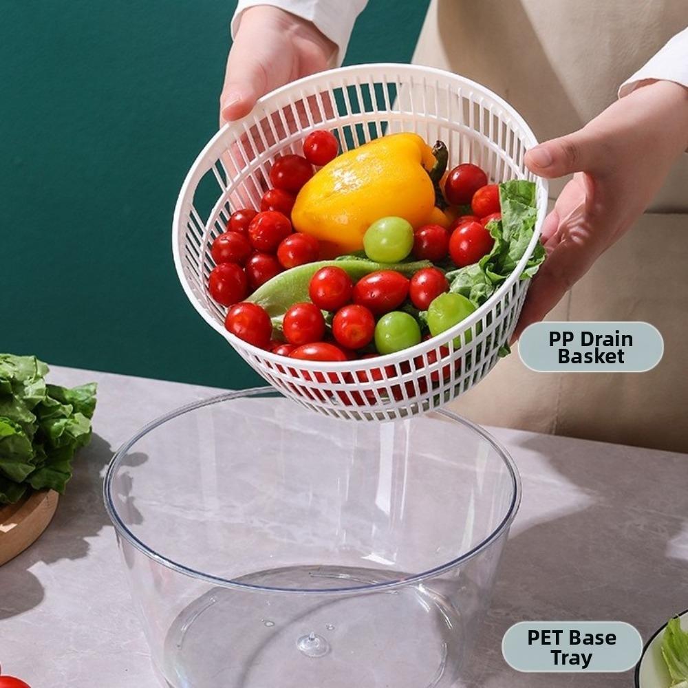 Large Capacity Manual Salad Spinner Plastic Spinning Drain Basket Vegetable Washing