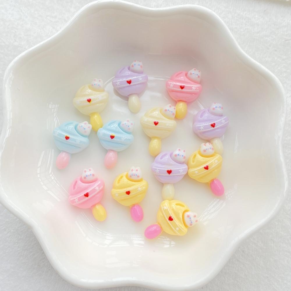 30Pcs Cute Mini Cartoon Colorful Rabbit Lollipop Nail Art Resin Designer Charms DIY Craft For Nail 3D Decorations Jewelry