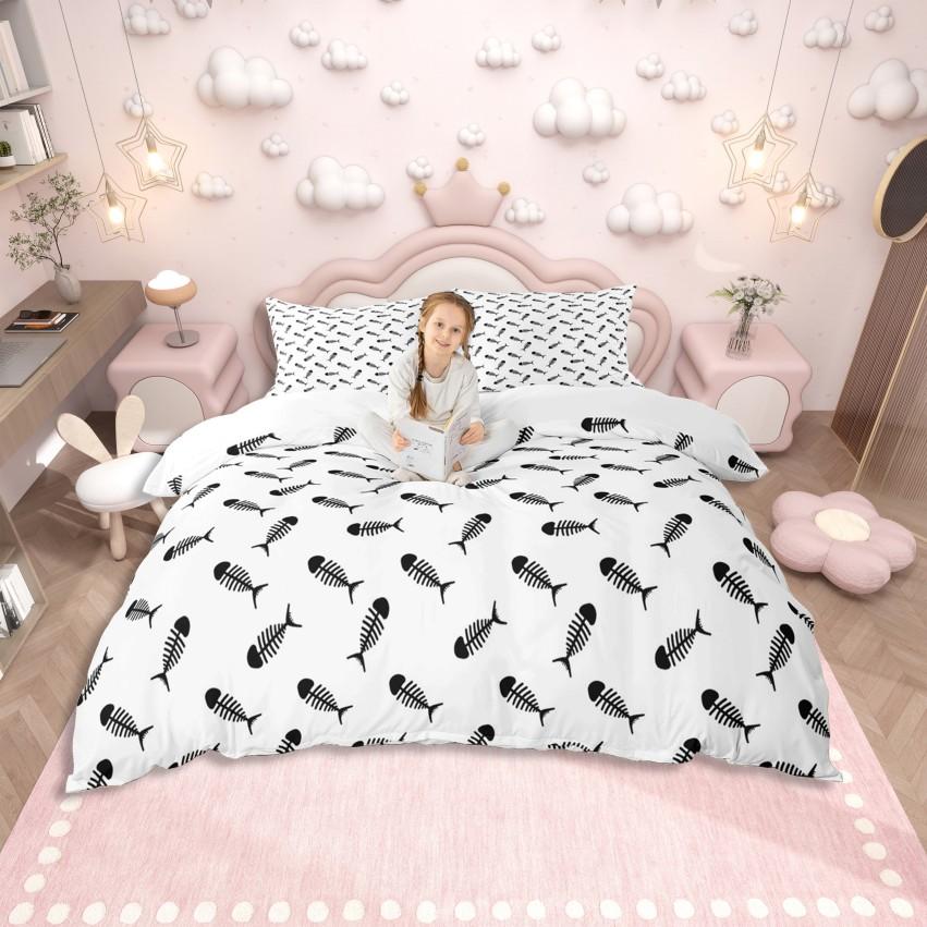 Homewish Kinder Magisches Drachen Bettwäsche-SetPsychedelisches Blau Galaxie Bettwäsche-SetCartoon Westliches Tier Bettwäsche-Set