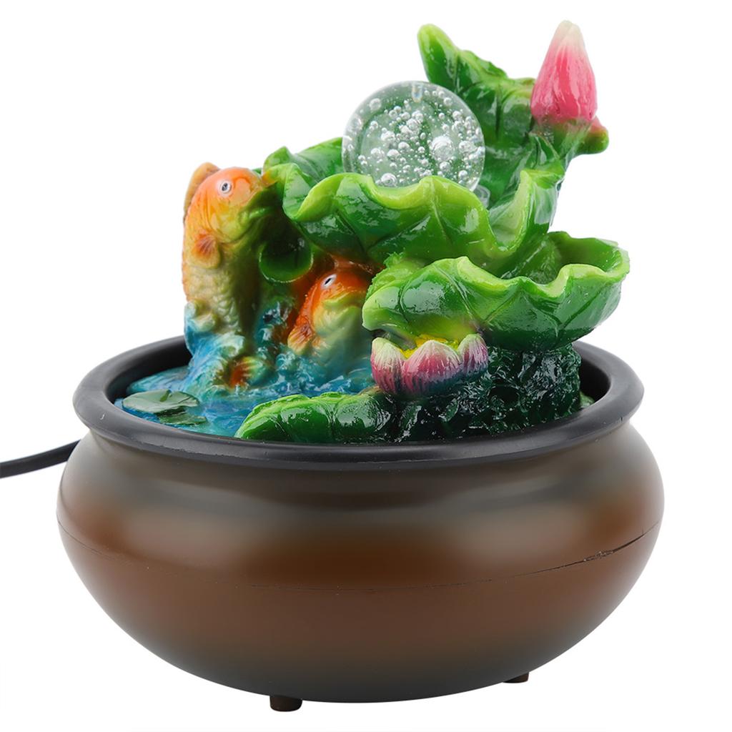 Fontana da Tavolo Cascata da Interno Laghetto di Pesci in Resina Fontana Rotante per Meditazione Elemento d'Acqua Rilassante da Interno per Decorazione