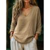DICFY Women's Fashion Casual Autumn Winter V-Neck Long Sleeve Blouses & Shirts