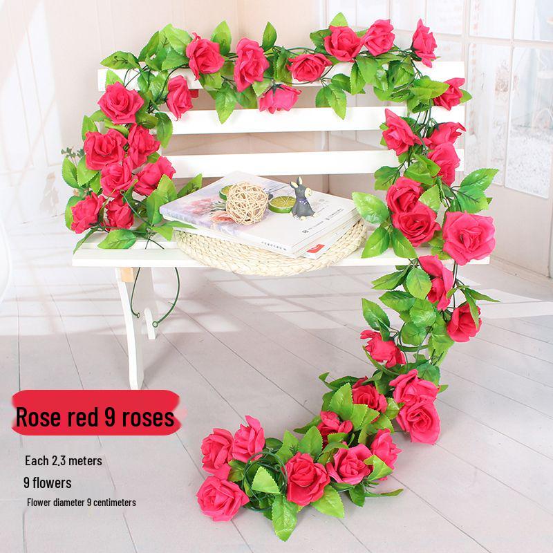 Artificial Rose Flower Vine for Balcony, Staircase, and Railings Decoration