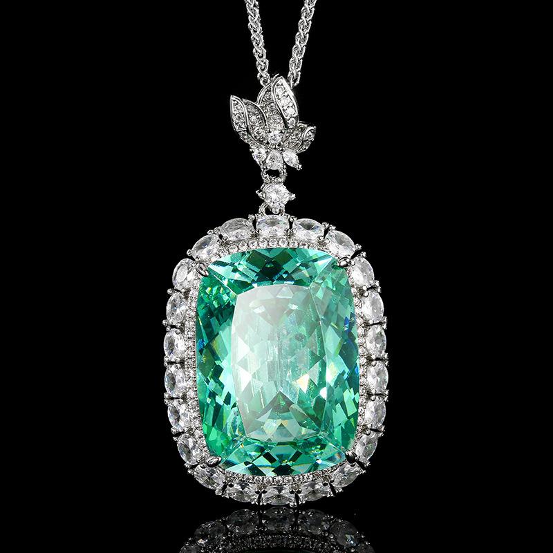 

Jewelry Copper Bottom Gold-Plated Simulation Para Green Temperament Pendant Necklace Main Stone 20 * 28