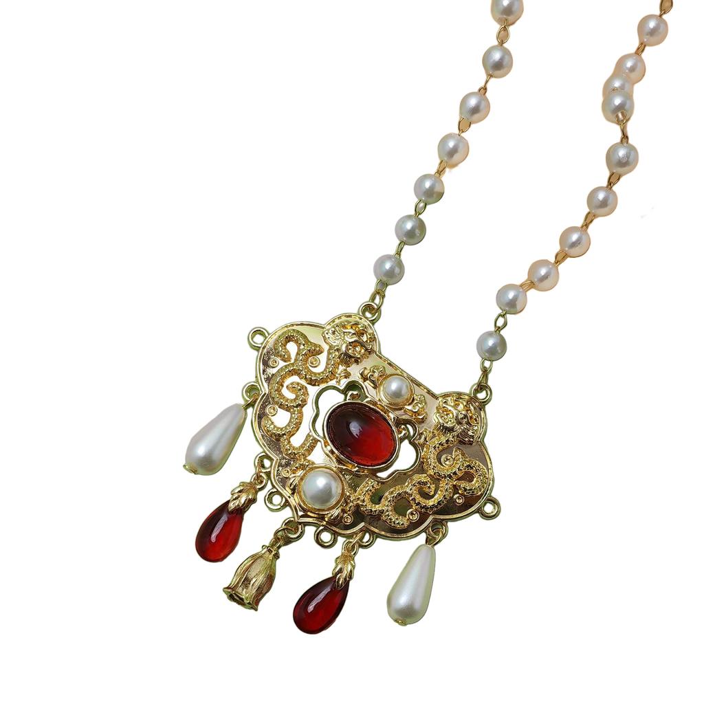 Vintage Chinese Necklace with Antique Bell Pendant Exquisite Traditional Necklace Inspired by Hanfu Fashion for Women