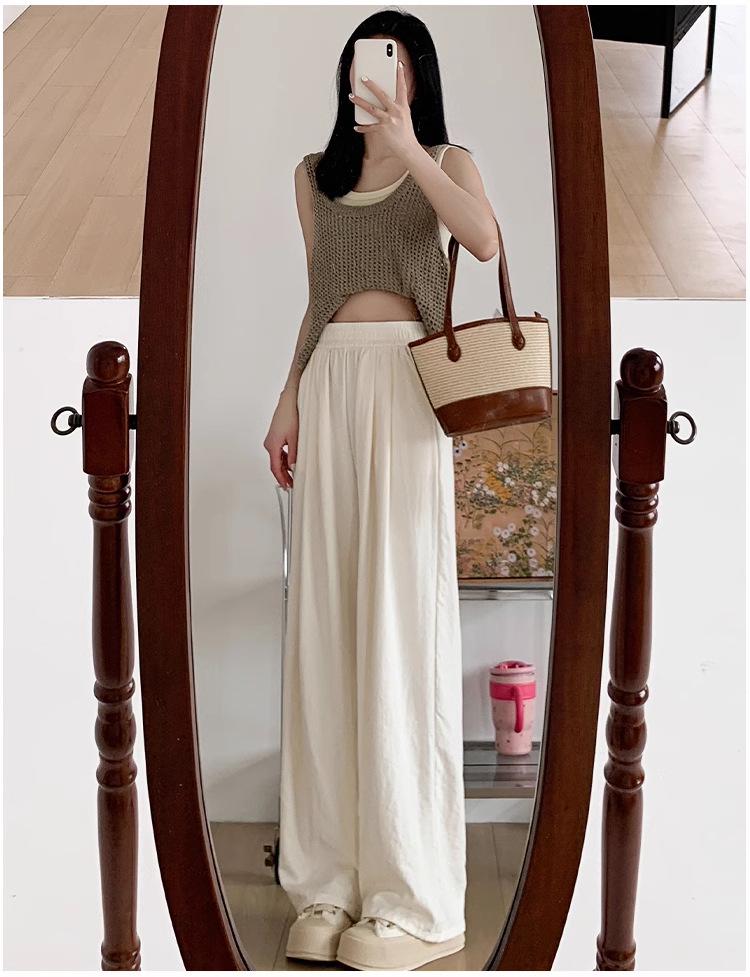 Women's Ice Silk High-Waist Wide Leg Trousers - Summer 2025 Collection