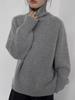Women's Turtleneck Sweater Casual Long Sleeve Solid Color Loose Fit Knit Pullover Top