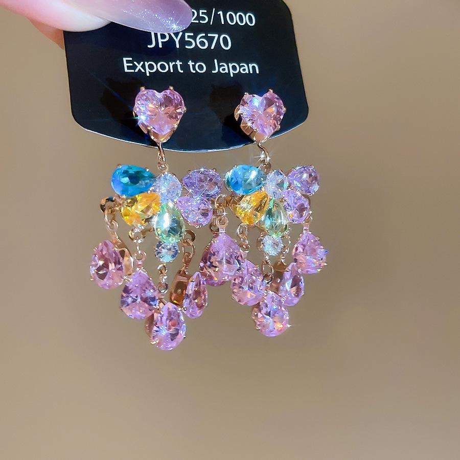 Exquisite Zircon Tassel Earrings: Sparkly, Versatile, Minimalist Design with Light Luxury Appeal.