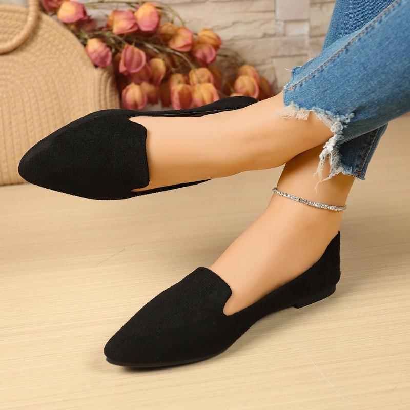 

Fashion 2025 Spring and Summer New Pointed Toe, Shallow Mouth, Breathable, Casual and Comfortable Flat Slip-on Versatile Women s Singles 36 чёрный