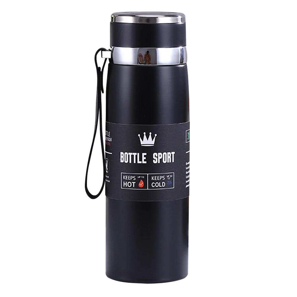 

1000ml Insulated Thermal Bottle Large Capacity Portable Sports Bottle Stainless Steel Outdoor Vacuum Flask For Hot Cold Drinks 901-1000ml чорний